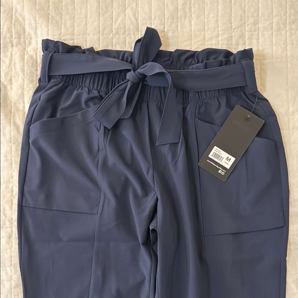 Navy Women's Pants with Tie Waist